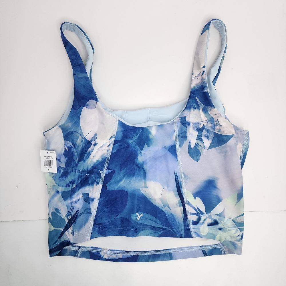 Old Navy Active Powersoft Bra Top Women's Small Light Support Floral Blue NWT - Picture 2 of 6
